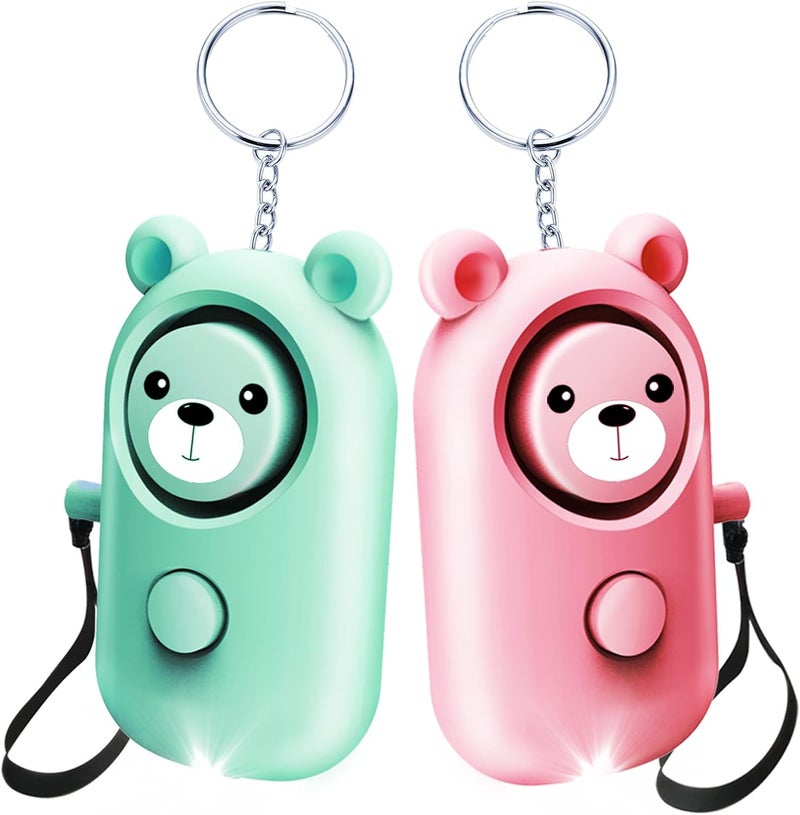 SRTKBEU Personal Alarm Keychain 130dB 2 Pack, Multi-Function with LED Light, Safety Loud Self Defense for Women Girl Kids Elderly, Portable Security Cute Safe Sound Siren (Green+Pink) - Image 1